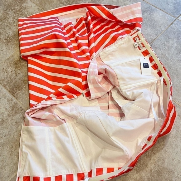 🆕 GAP Lee Sateen coral white stripe fit & flare strapless mini dress poc… - Picture 4 of 7